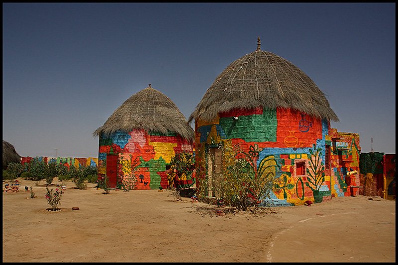 colorful houses - Village near Jaisalmer, Rajasthan