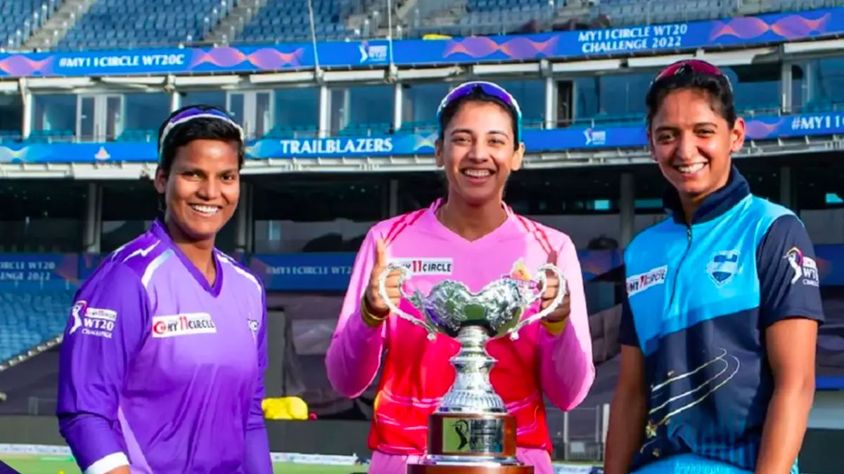 women ipl captains with the trophy