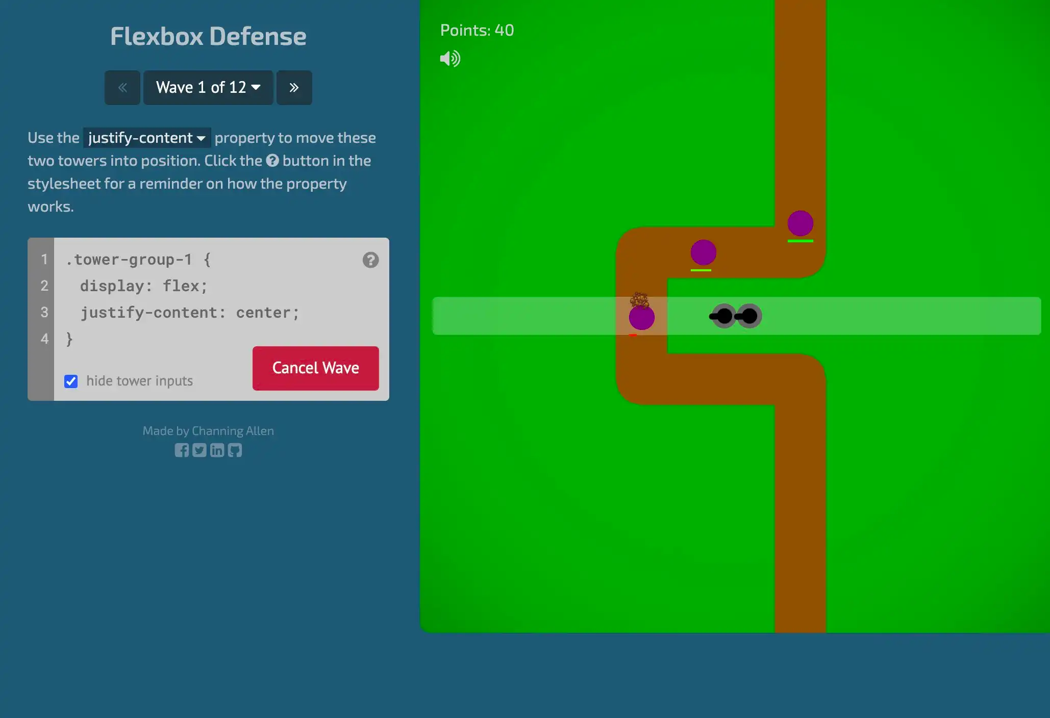 flexbox defence game