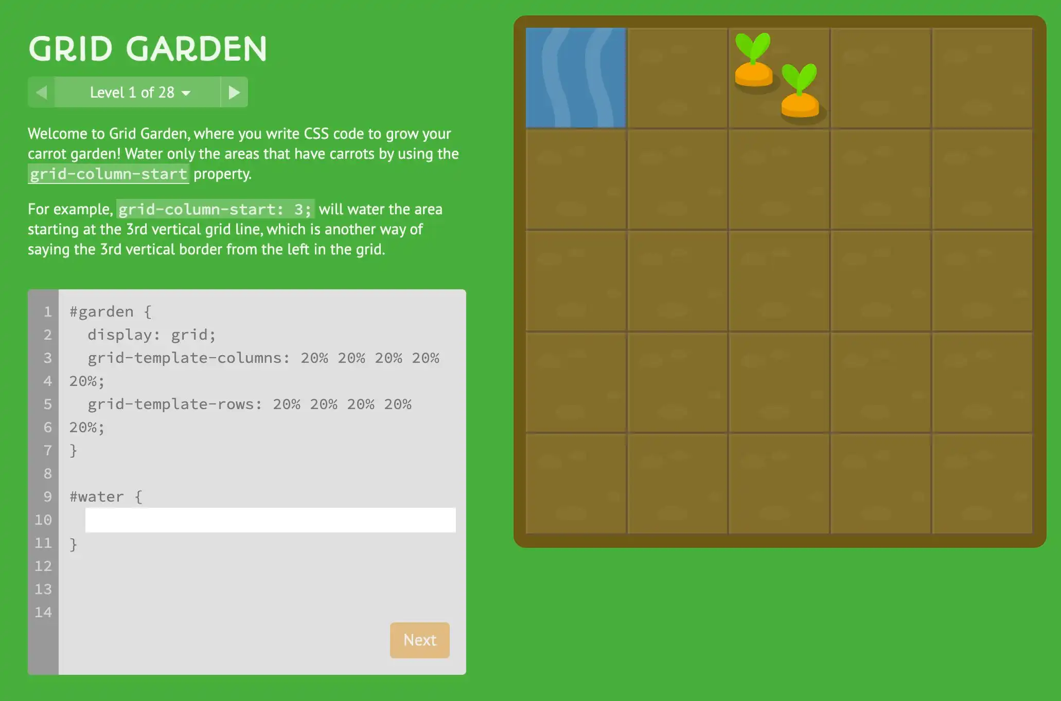 grid garden coding learning game