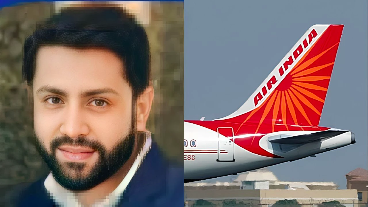 sanjay mishra alongside air india plane