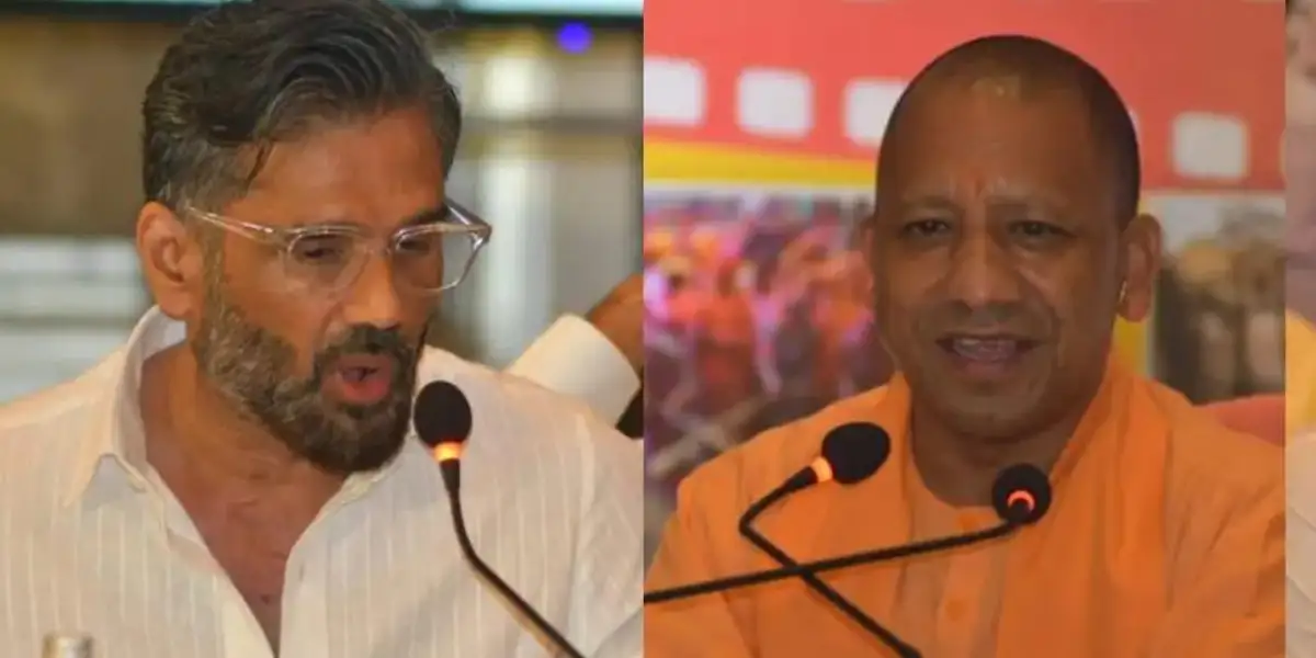 suniel shetty with yogi adityanath