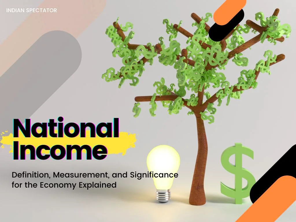 National income explanation, image of a tree with a bulb and text.